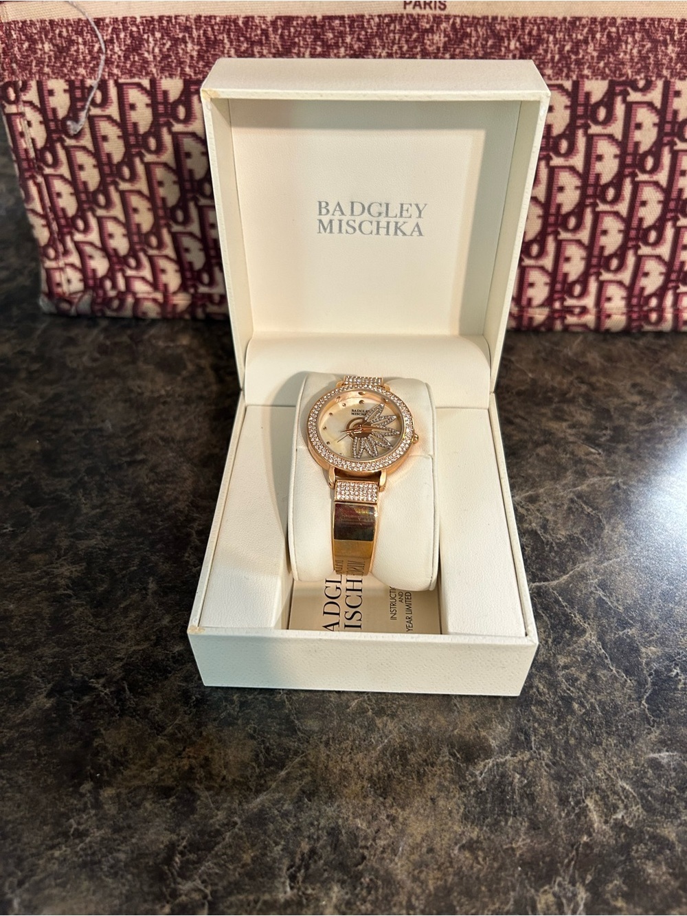 Badgley Mischka Rose Gold Crystal Dial Bracelet Watch